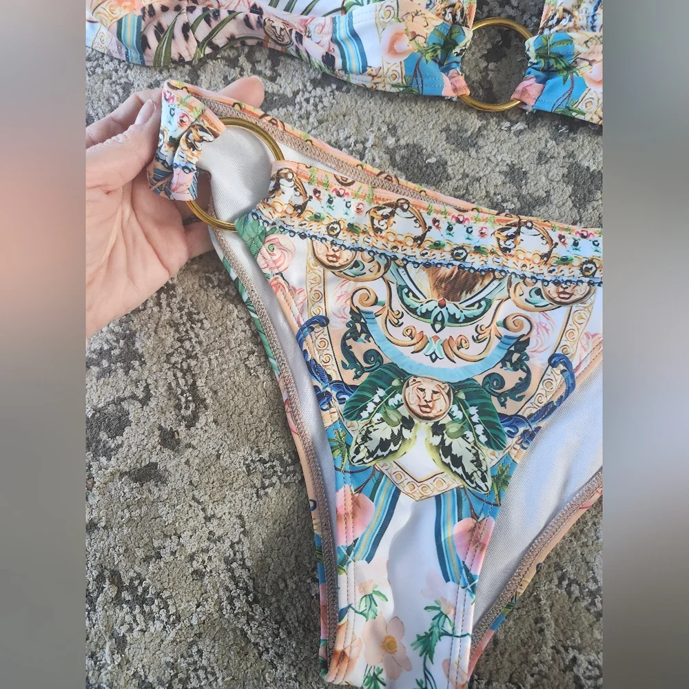 Desigual Baroque Floral Pink and Gold Bikini Set